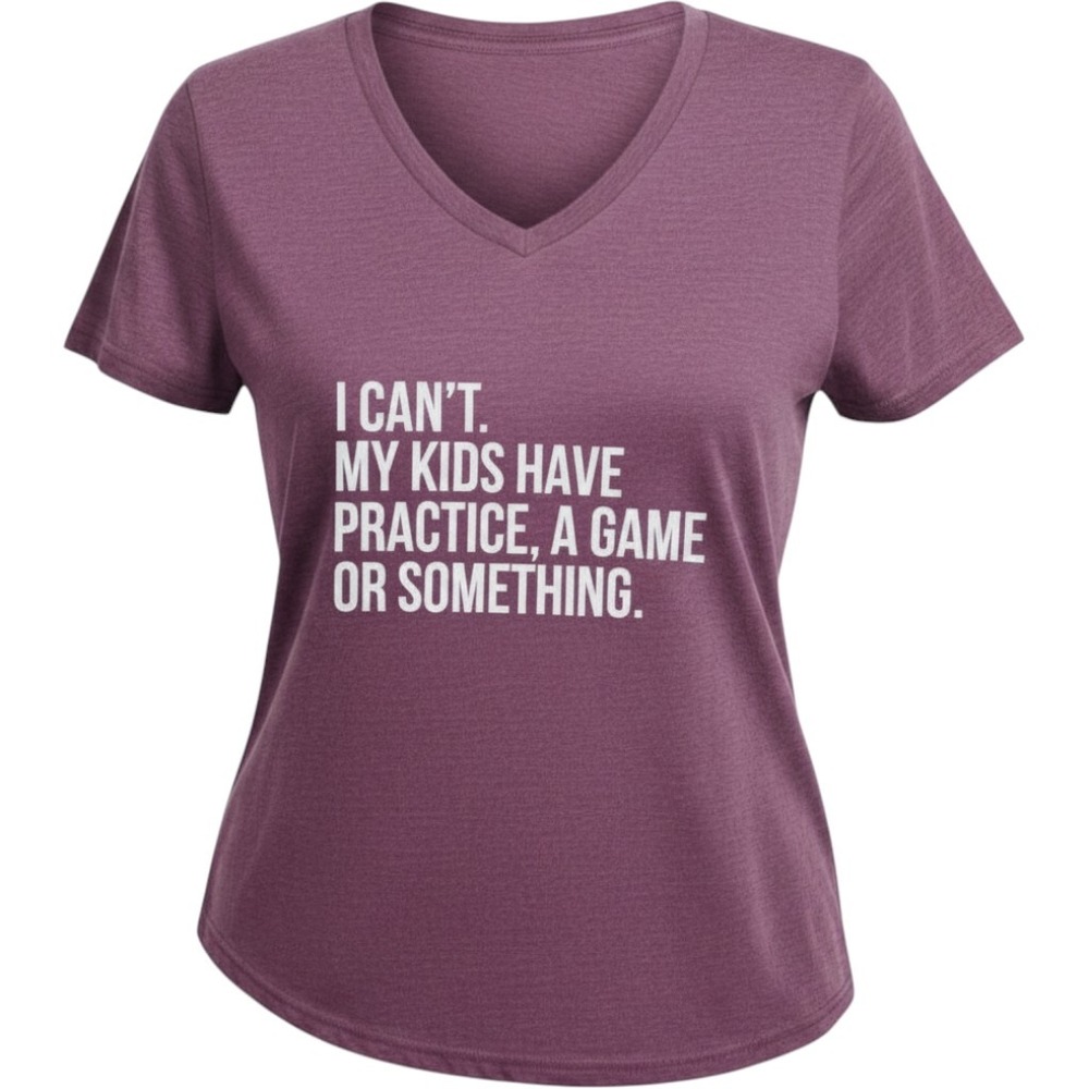 Outlash Wear Womens Plum Purple "I Can't My Kids Have Practice" Graphic T- Large